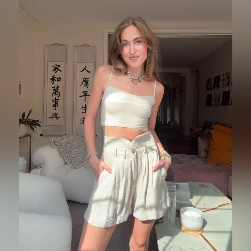 Linen shorts and crop top set
